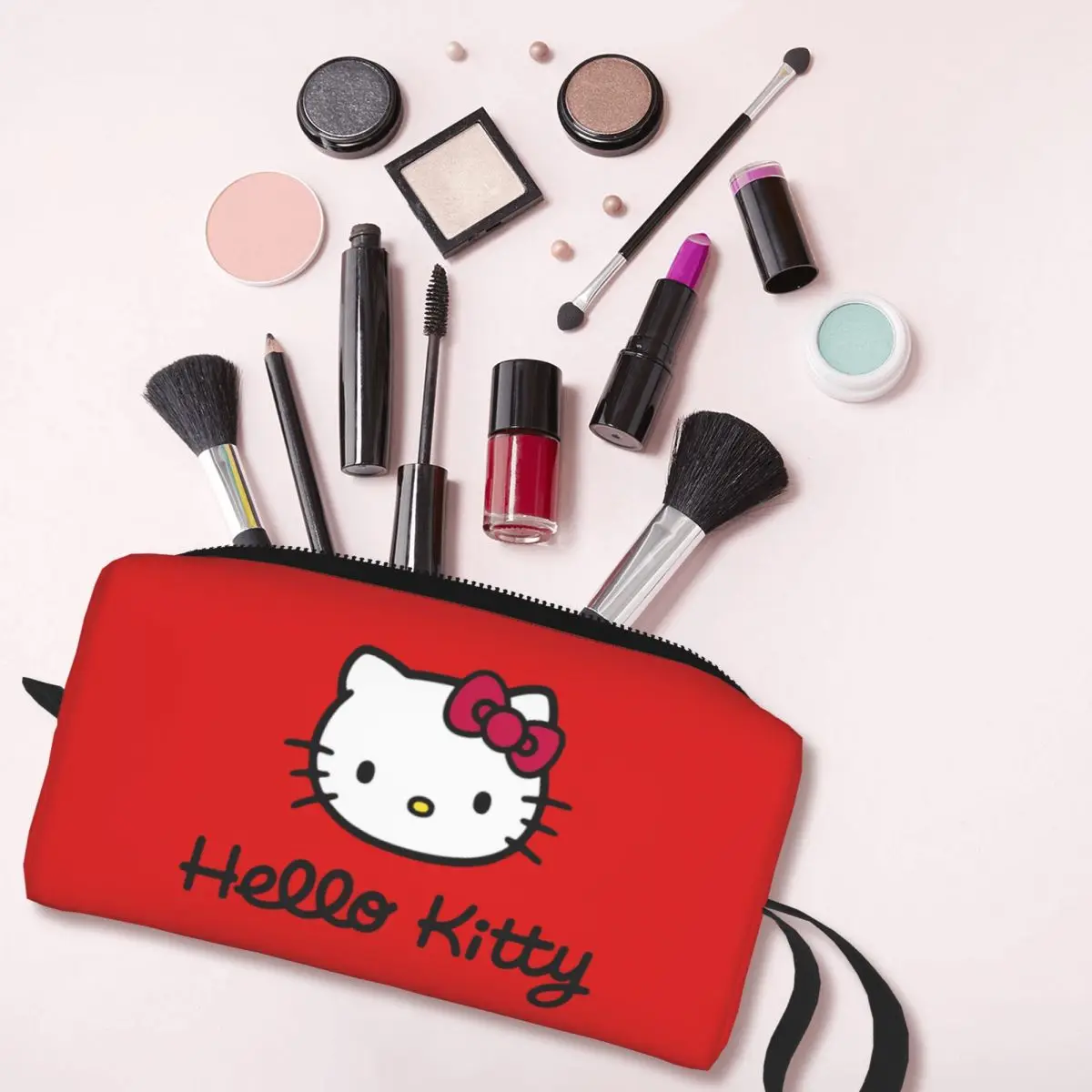 Custom Hello Kitty Logo Cosmetic Bag Women Cute Large Capacity Kitty White Makeup Case Beauty Storage borse da toilette