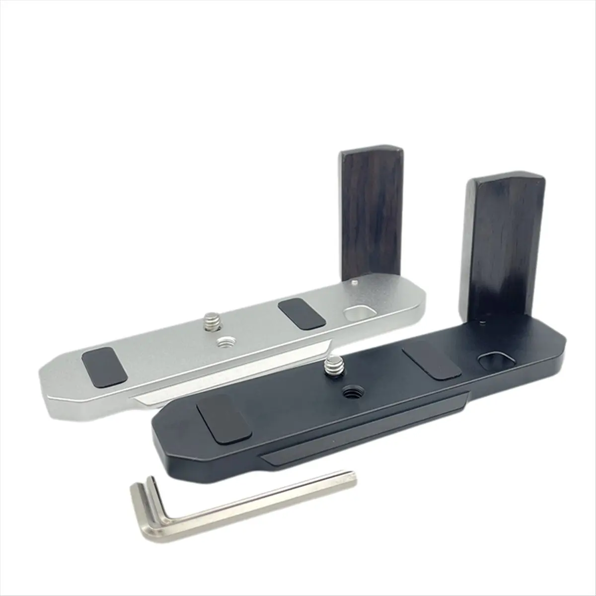 【~ New N07R】Quick Release L Plate Base Wooden Grip Handle for FM FM2 FM3A FE FE2 Camera Accessories Silver