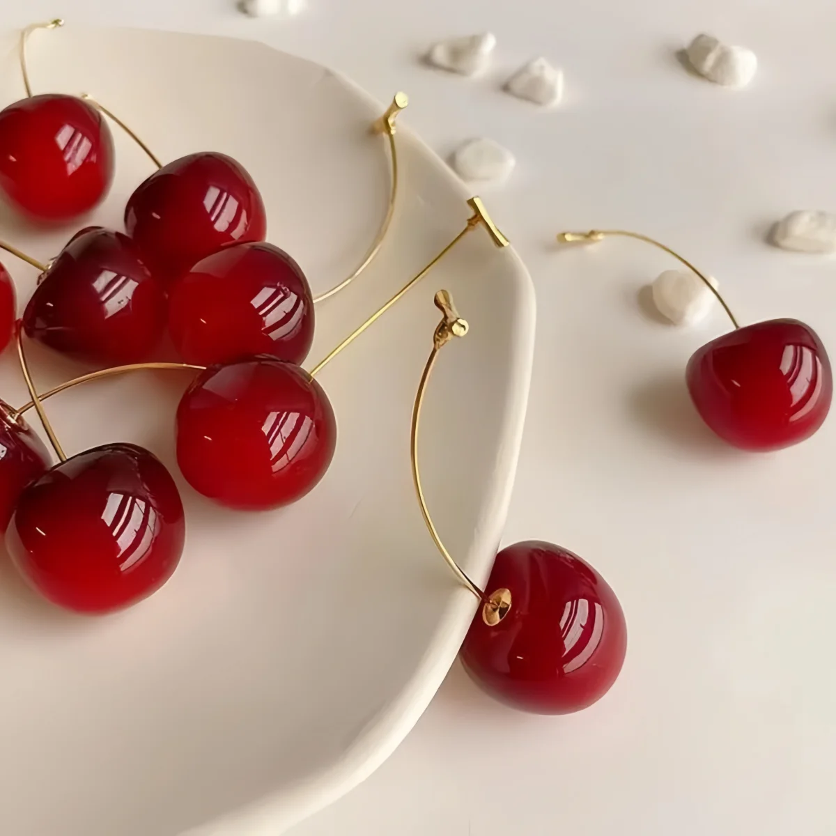 Women's Cute 3D Red Cherry Drop Dangle Earrings