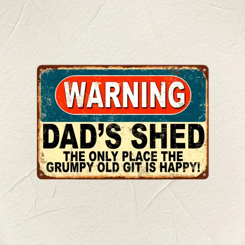 Vintage Metal Dad's Shed Sign - Funny Novelty Wall Hanging Plaque for Garden, Garage, for Man Cave & Farmhouse, Multipurpose