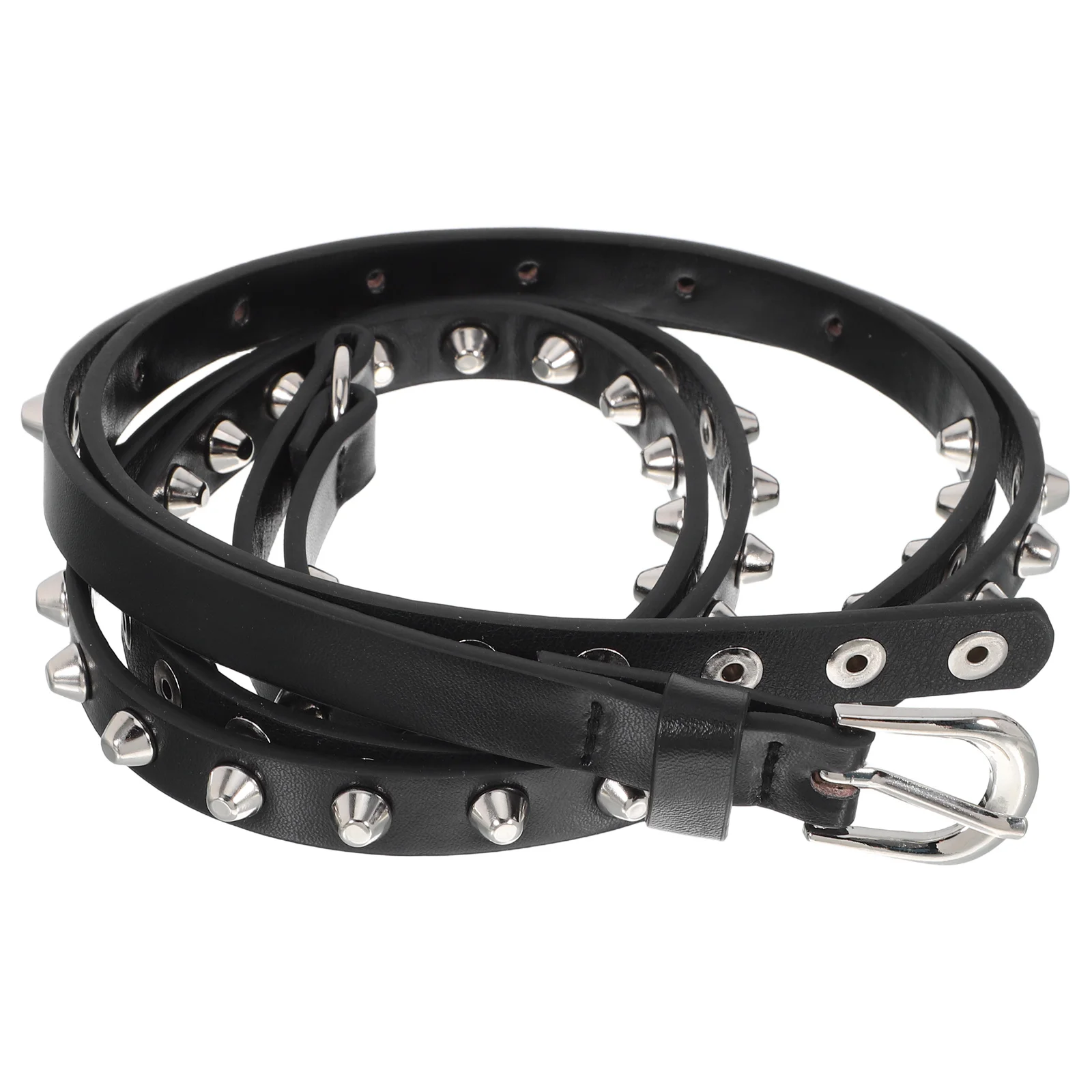 

Black Studded Belt Vintage Faux Punk Waistband Unisex Rock Style Rivet Punk Accessories Black Buckets