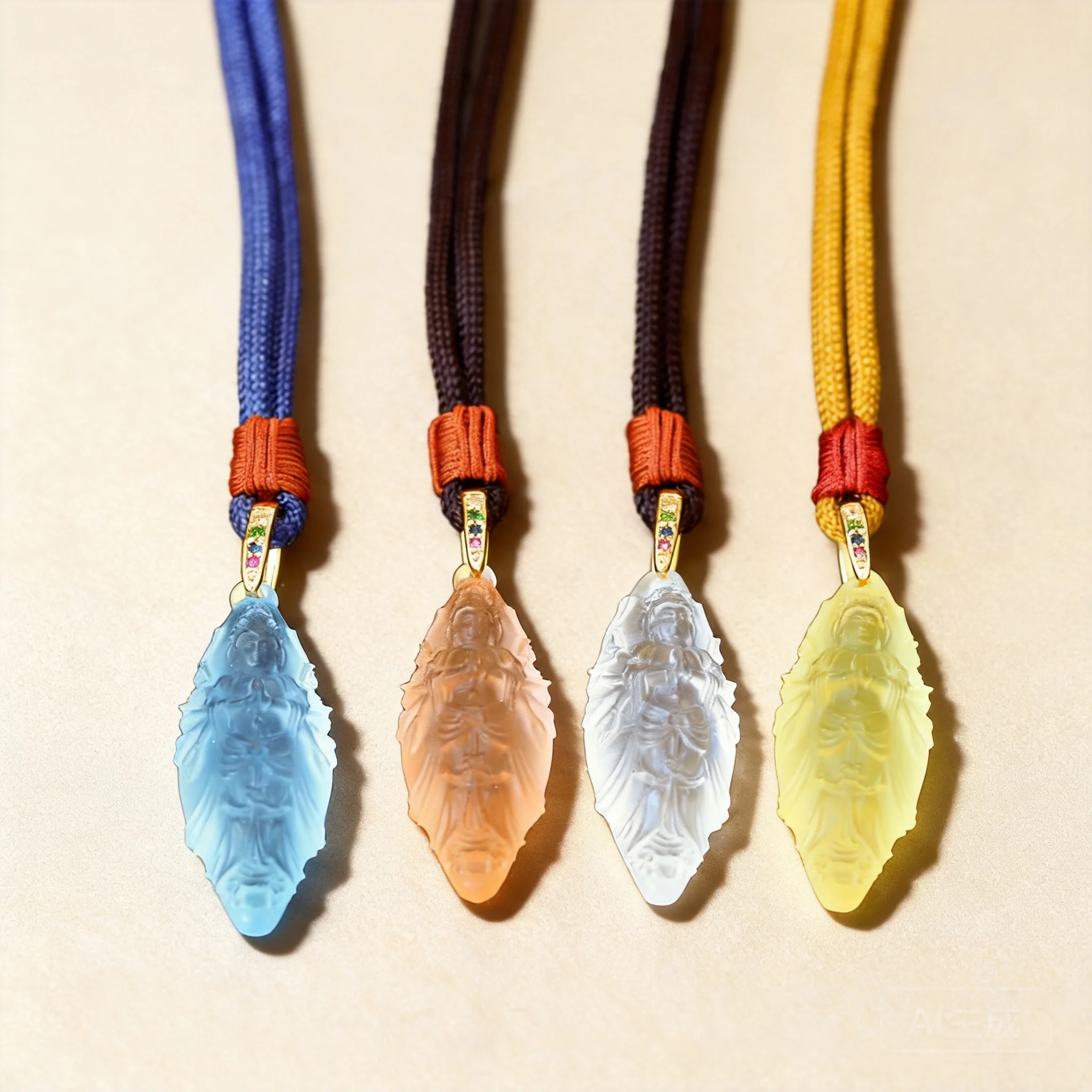 Chinese Style Lucky Liuli Thousand Hand Guanyin Pendant Necklace Blessing Wealth Good Luck Amulet For Zodiac Birth Year Spiritua