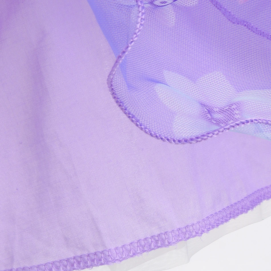 Costume da principessa per ragazze vestito Cosplay per principessa festa di compleanno di carnevale per bambini abito da ballo Cosplay abiti in Tulle floreale viola 2-10T