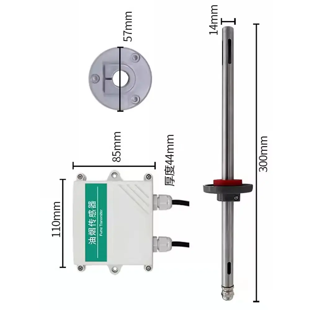 Oil Smoke Gas Monitoring Probe Online Detector Sensor Module Modbus RS485 Smoke Concentration Transmitter Monitor Collection