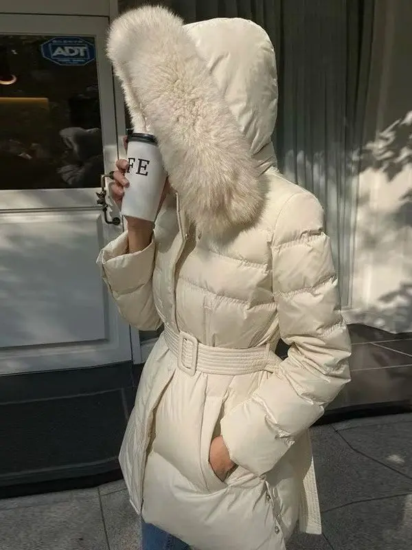 

Ele Winter Cotton Jaet Women's Faion High-End Feel Slimming Waist Hooded Cotton Coat Sli Lightweight Luxury