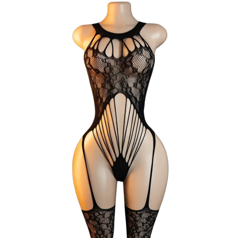 Sexy Fishnet Bodysuit Women Crotchless Erotic Tights Lingerie Ladies Bodystockings Erotic Mesh Clothes Nightclubs Underwear