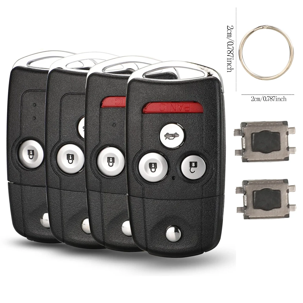 jingyuqin Replacement 2/3/4 Button Flip Folding Car Key Shell Modified for Honda Civic Dio Fit Crv Hrv Accord Odyssey Jazz