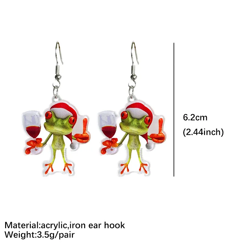 New Christmas Earrings Christmas Hat Snowflake Animal Cute Earrings Cat Rabbit Frog Christmas Decorative Earrings - Image 6