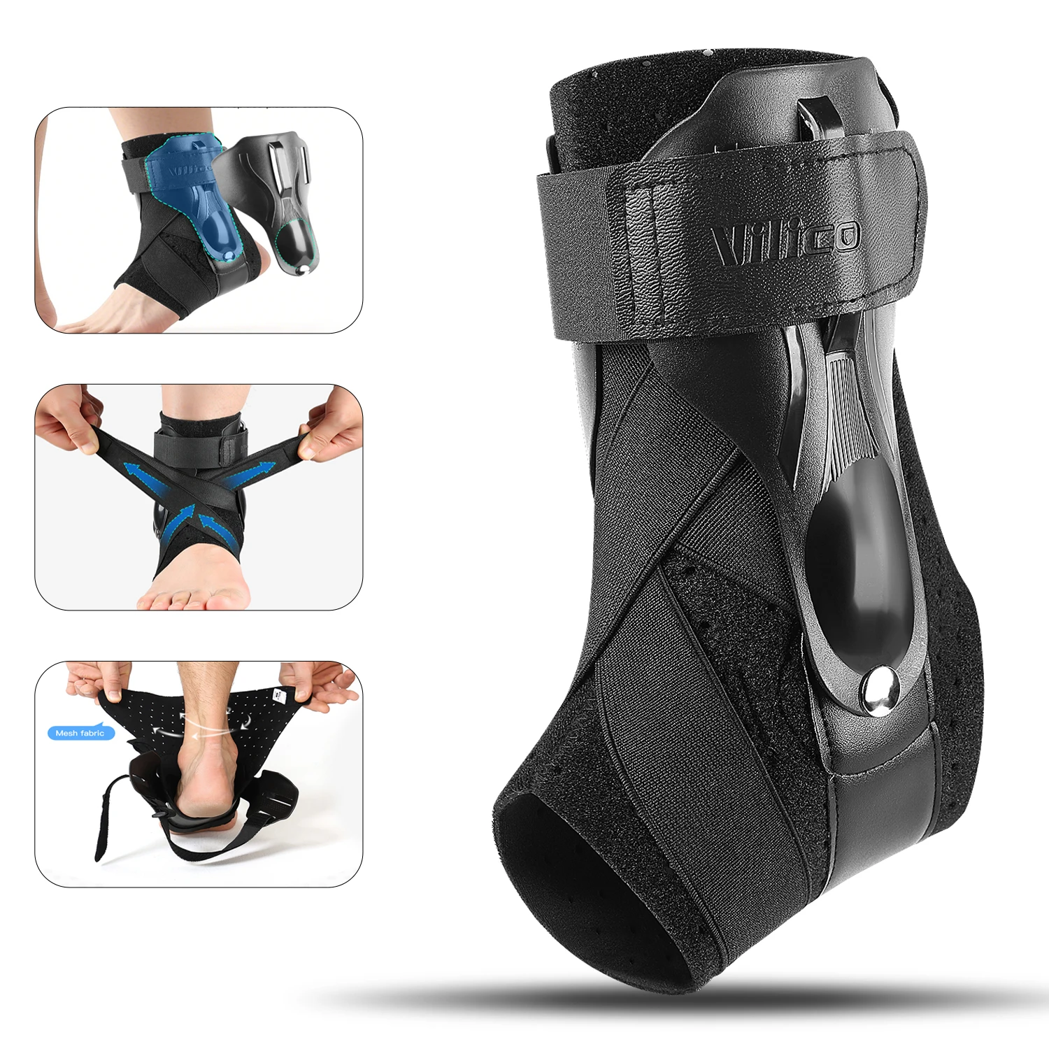 Knöchelbandage für verstauchte Knöchelstütze mit Seitenstabilisatoren für Männer und Frauen, Knöchelschiene, Stabilisator, Erholung, Sehnenentzündung