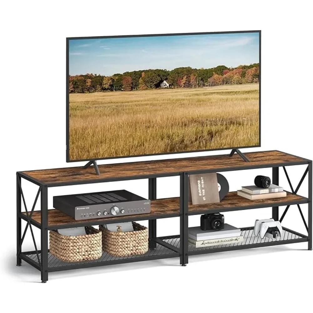 TV Stand, TV Console for TVs Up to 75 Inches, TV Table, 70.1 Inches Width, TV Cabinet with Storage Shelves, Steel Frame