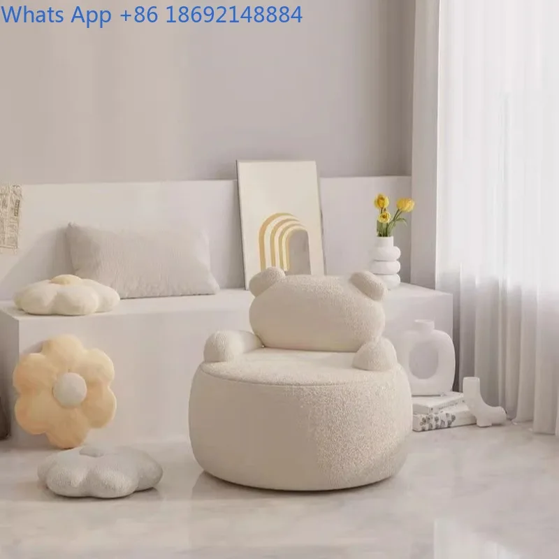 Detachable Washable Bear Living Room Chair Animal Balcony Leisure Chair Light Luxury Creative Lamb Wool Chair