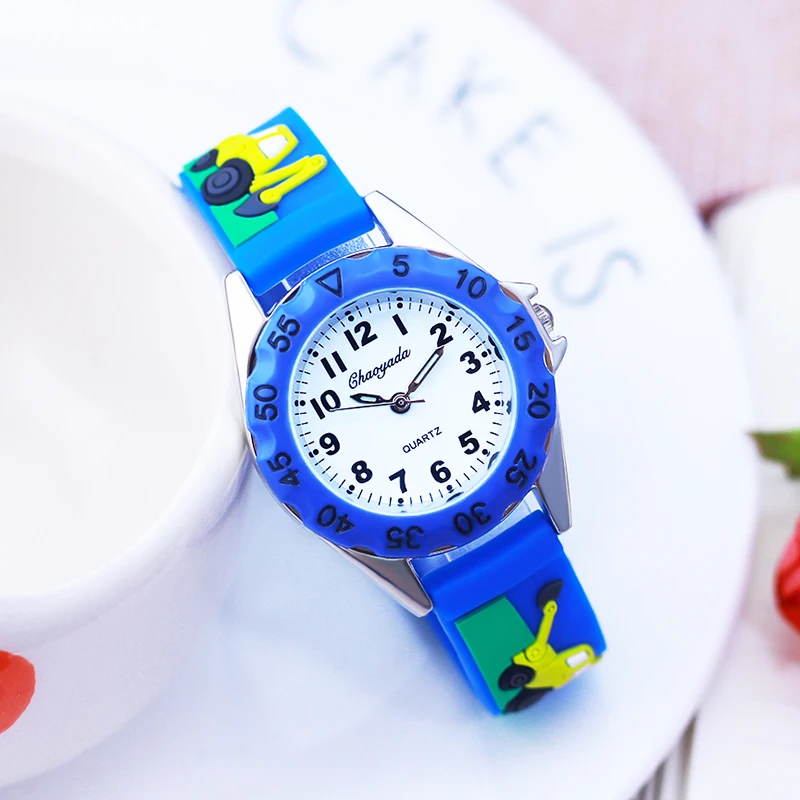 2024 children boys girls fashion cartoon excavator watches students cool gifts toy watches for over 3years kids 5colors clocks