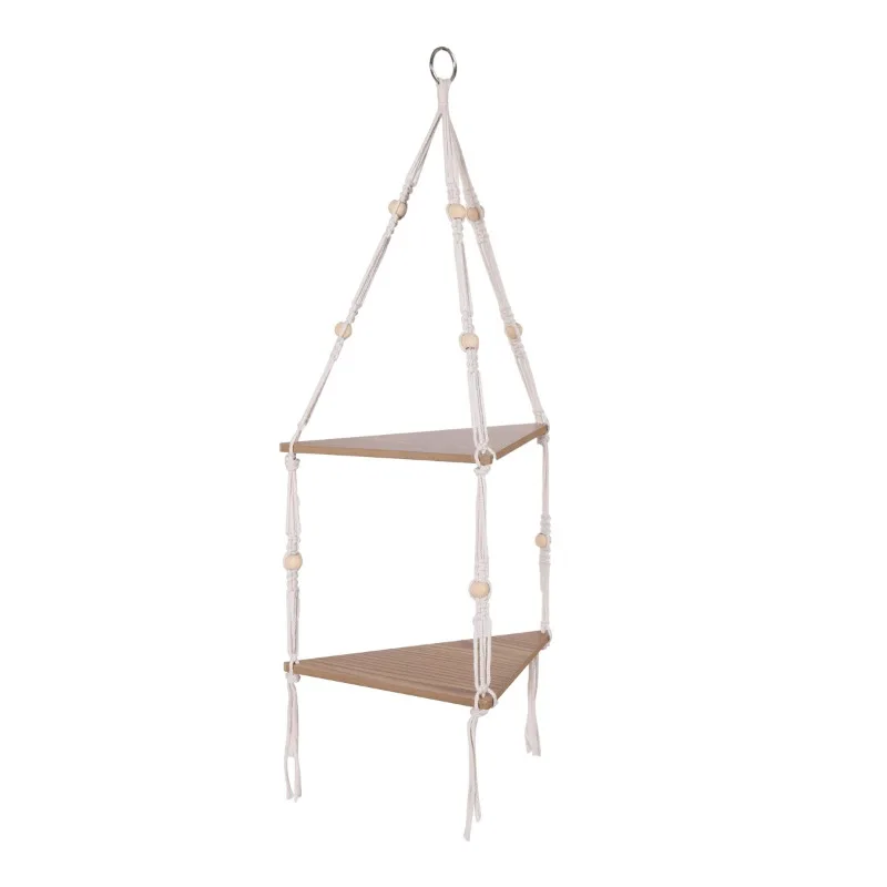 Hand-woven triangular storage rack, corner wall-mounted rack