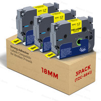 Absonic 3pcs 18mm Strong Adhesive TZ Tape TZeS641 TZS641 TZe S641 Cartridge Label Compatible for Brother P-touch Label Maker