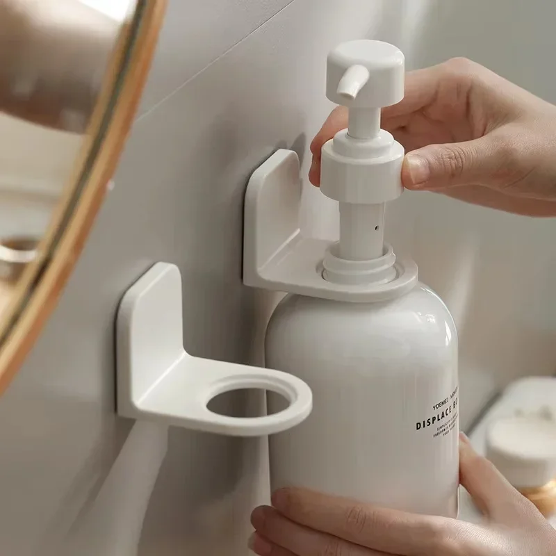 Wall Mounted Bathroom Organizer - Self-Adhesive Shampoo Bottle Shelf Soap Dispenser Holder Shower Gel Rack Hooks for Towels