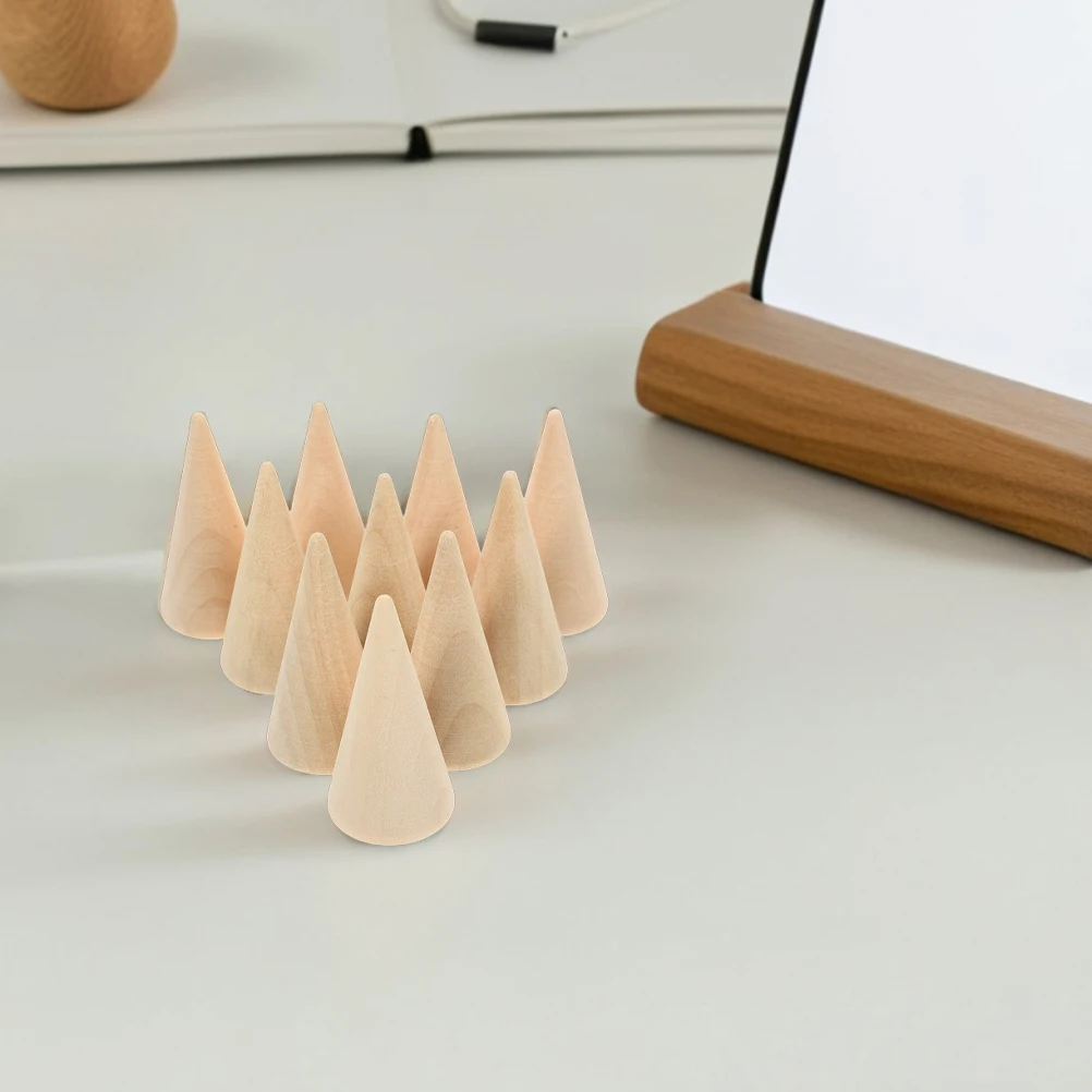 

12Pcs Natural Wood Cone Ornaments Unfinished DIY Craft Decorations for Painting Graffiti Table Centerpiece Home Office Accent