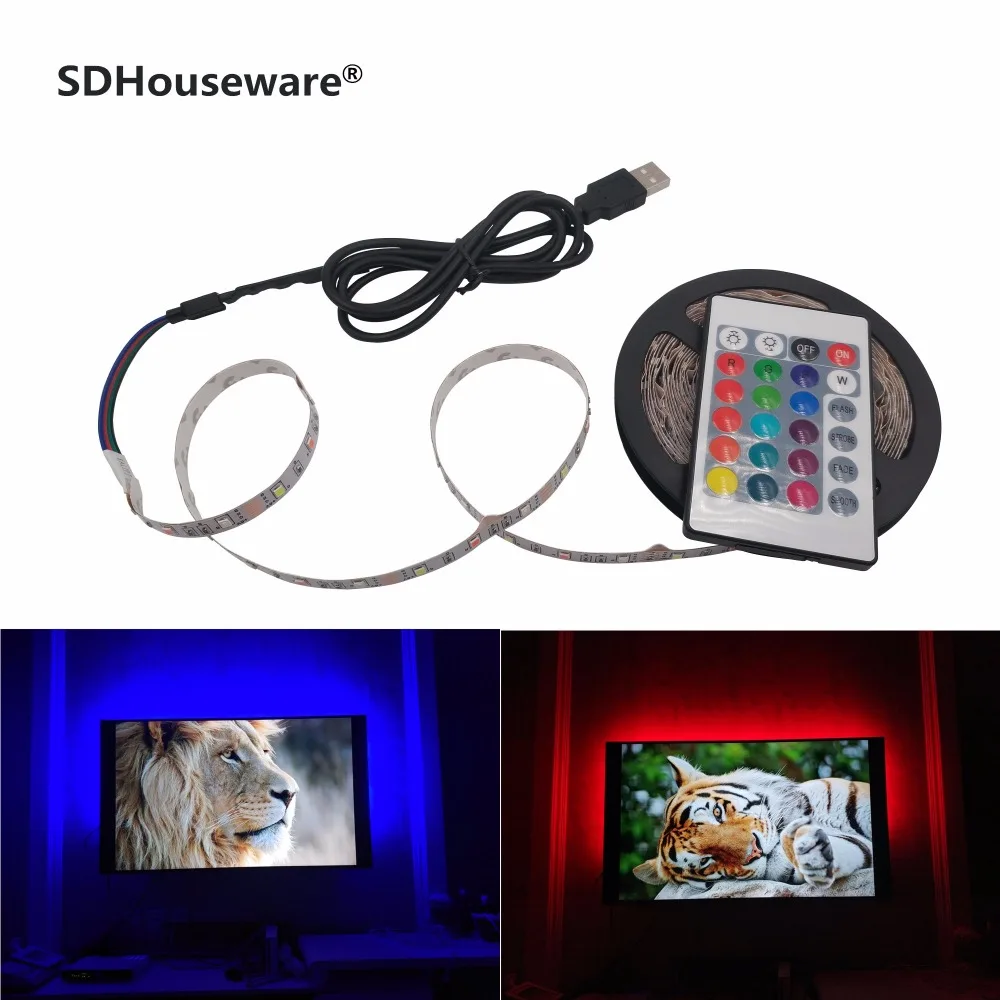 

USB LED Strip lamp 2835SMD DC5V Flexible LED light Tape Ribbon 1M 2M 3M 4M 5M HDTV TV Desktop Screen Background Bias lighting