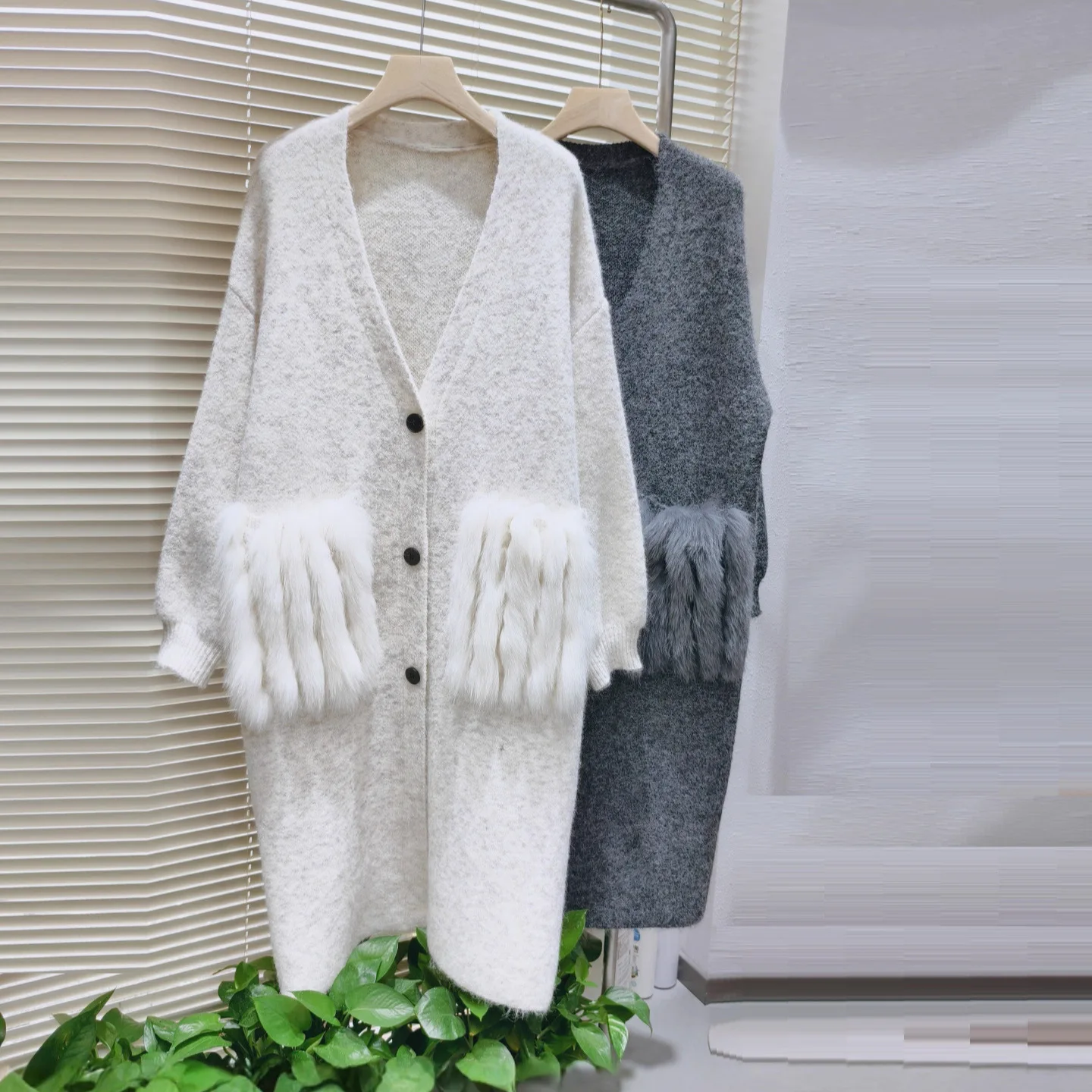 

SuperAen меховой карманный лоскутный свитер, кардиган для женщин, осенне-зимние новые модные вязаные длинные пальто большого размера