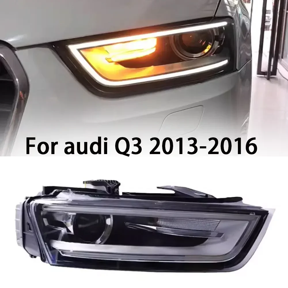 

2pc Headlights For Audi Q3 2013-2016 Accessories Upgrade High Configure Xenon Hi Low Beam Led DRL Headlamp Assembly