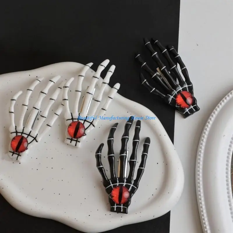 E56A القوطية الهيكل العظمي مخلب الشيطان العين مشبك شعر المشابك لجميع القديسين صور الدعائم