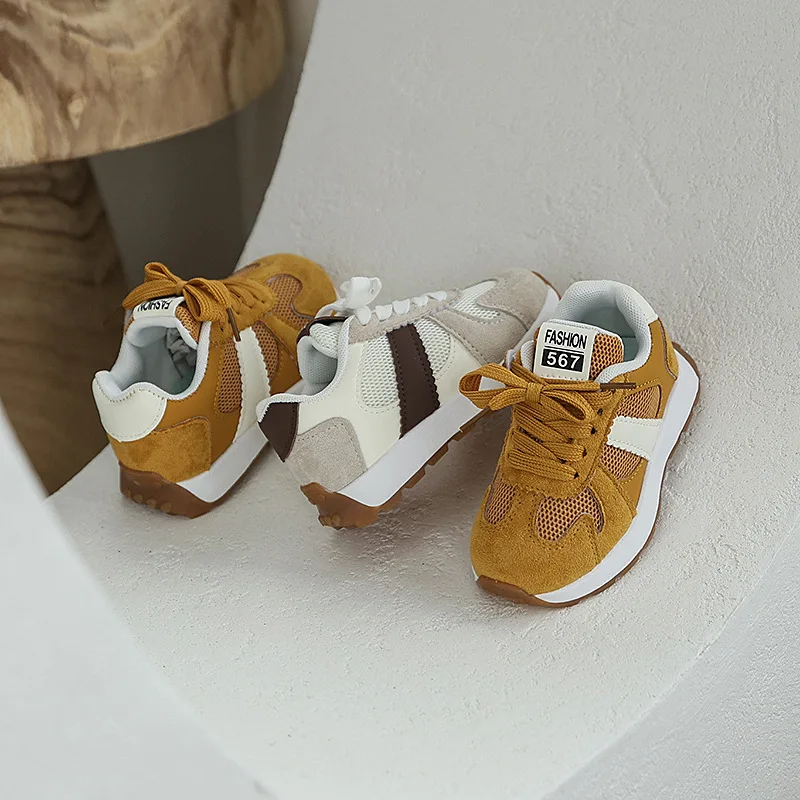2026 Children's Sneakers Kids Fashion Design Three Colors Non-slip Casual Shoes for Boys Girls Breathable Toddler Outdoor Shoes