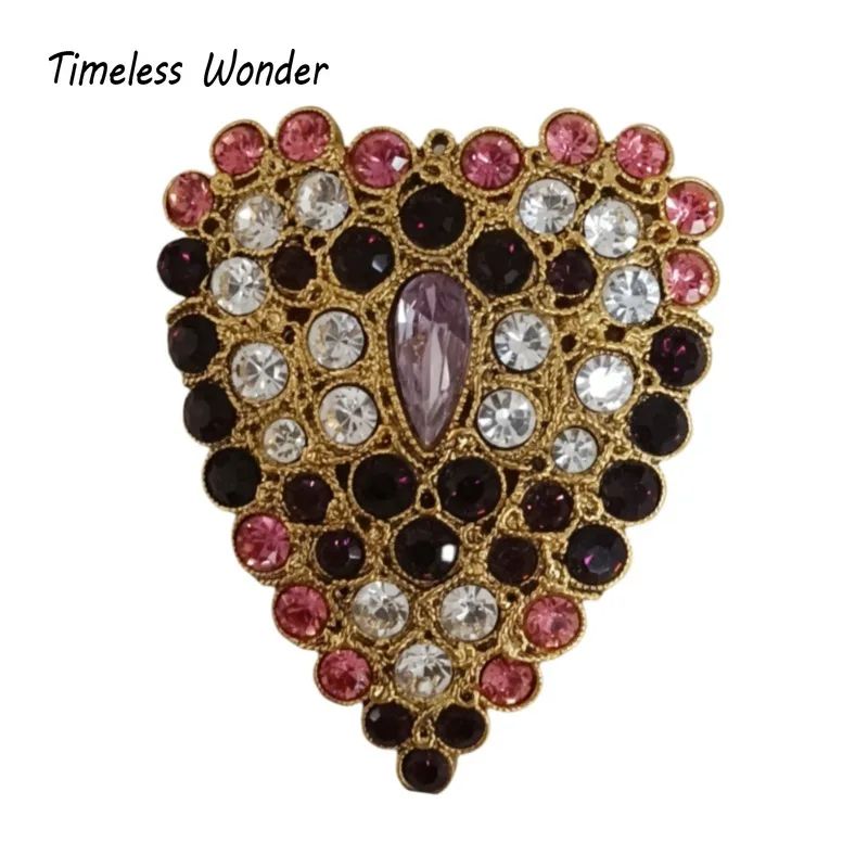 

Timeless Wonder Fancy Zircon XL Geo Heart Brooch Pins for Gown Women Designer Jewelry Runway Rare Luxury Gift Top Rare Cute 5647