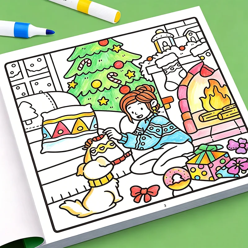 Livre de coloriage pour la vie quotidienne des jeunes filles, livre d'activités créatives de dessin au trait, parfait pour les cadeaux de vacances, pour la relaxation quotidienne