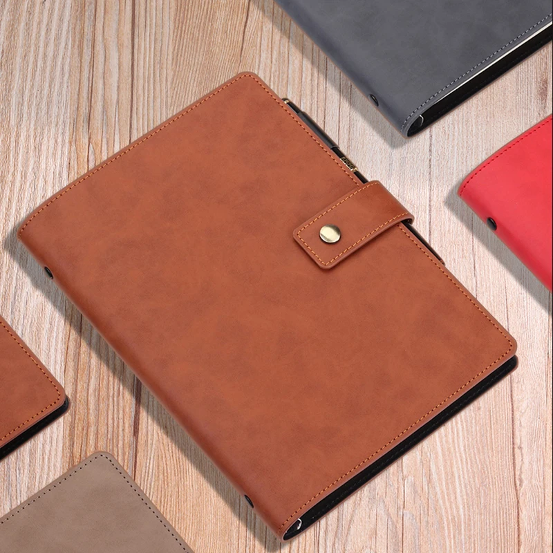 RuiZe A5 PU Leather Planner Binder 6-Ring Spiral Notebook Binder with Magnetic Buckle Soft Cover Note Book For Women And Men