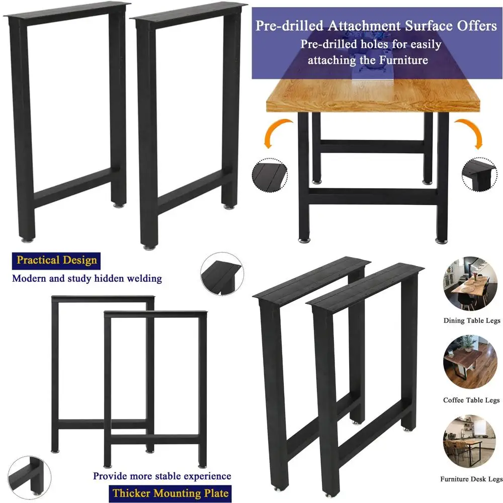 

Heavy Duty Metal Desk Legs 28 Height, 18 Wide, Industrial Modern, Suitable for Heavy Use Tables