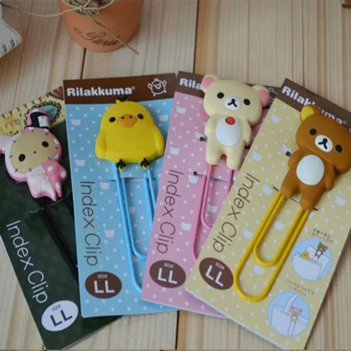 Cartoon PVC Soft Bookmarks Metal Book Clip Large Paper Clips Student Page Bookmark Clip