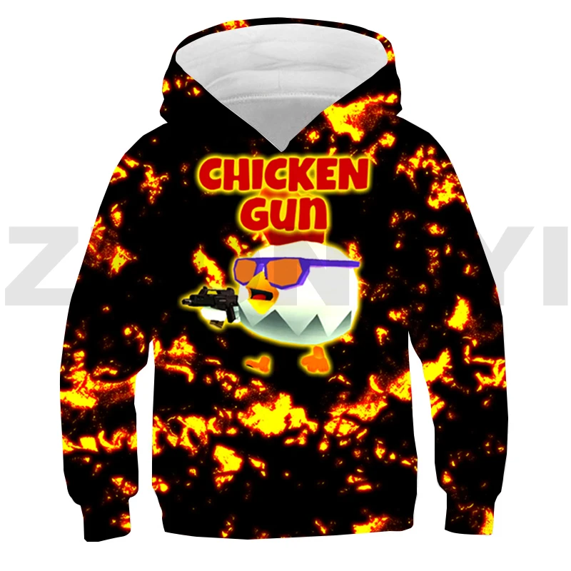 

Cute 3D Movie Chicken Gun Sweatshirt for Boys Merch Anime Clothes Harajuku Streetwear Teenager Loose Pullovers Cartoon Hoodies