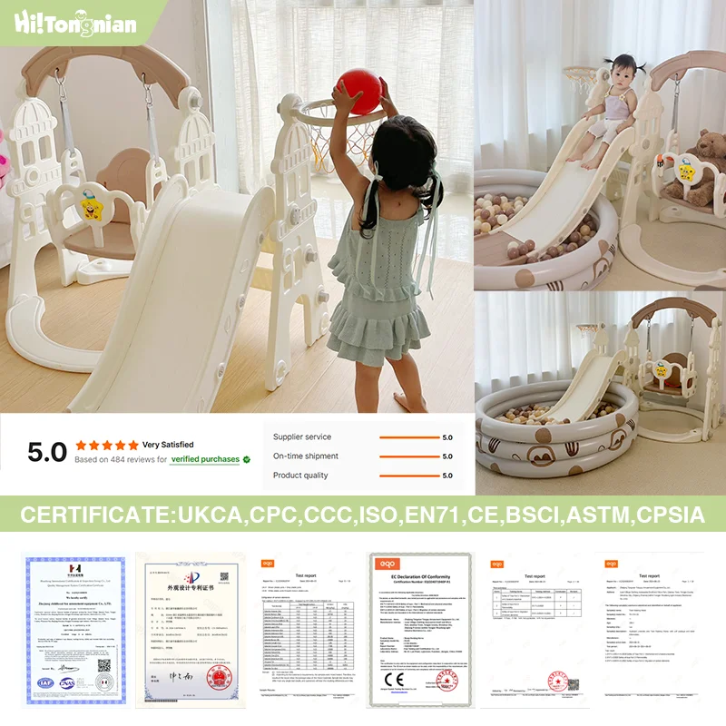 

Factory Sale Eco-Friendly Small Indoor Playground Equipment Residential Areas Kids Plastic Slide Set Swing Baby Slides