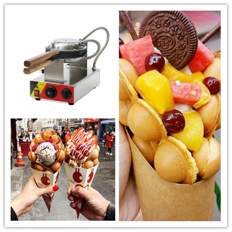 Popular Commercial 220V / 110V Hong Kong Egg Waffle Maker Bubble Egg Waffle Making Machine Snack Food Bakery Kitchen Appliance