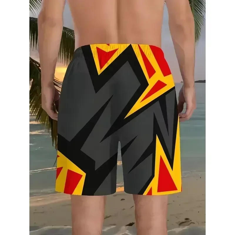 Shorts Comfortable Breathable Casual Men's 3D Geometric Print Beach Shorts Polyester Drawstring Waist Lightweight Summer Swim