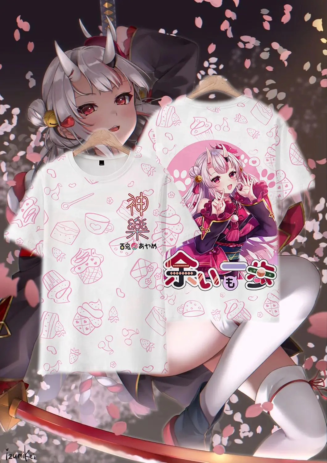 Hololive VTuber Nakiri Ayame Shirakami Fubuki T-shirts 3D Print Men Women Short sleeve Anime Tee Top Harajuku Kid O-Neck T shirt