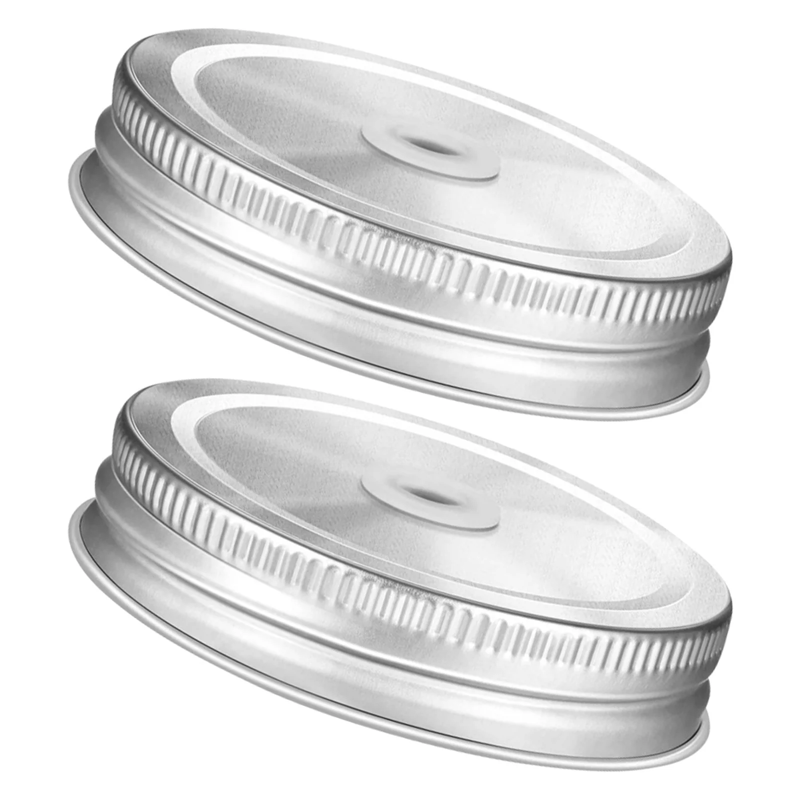 

2Pcs Stainless Steel Canning Jar Lids Jar Straw Covers Leak Proof Sealing Lid for Glass Bottle Storage Drinking