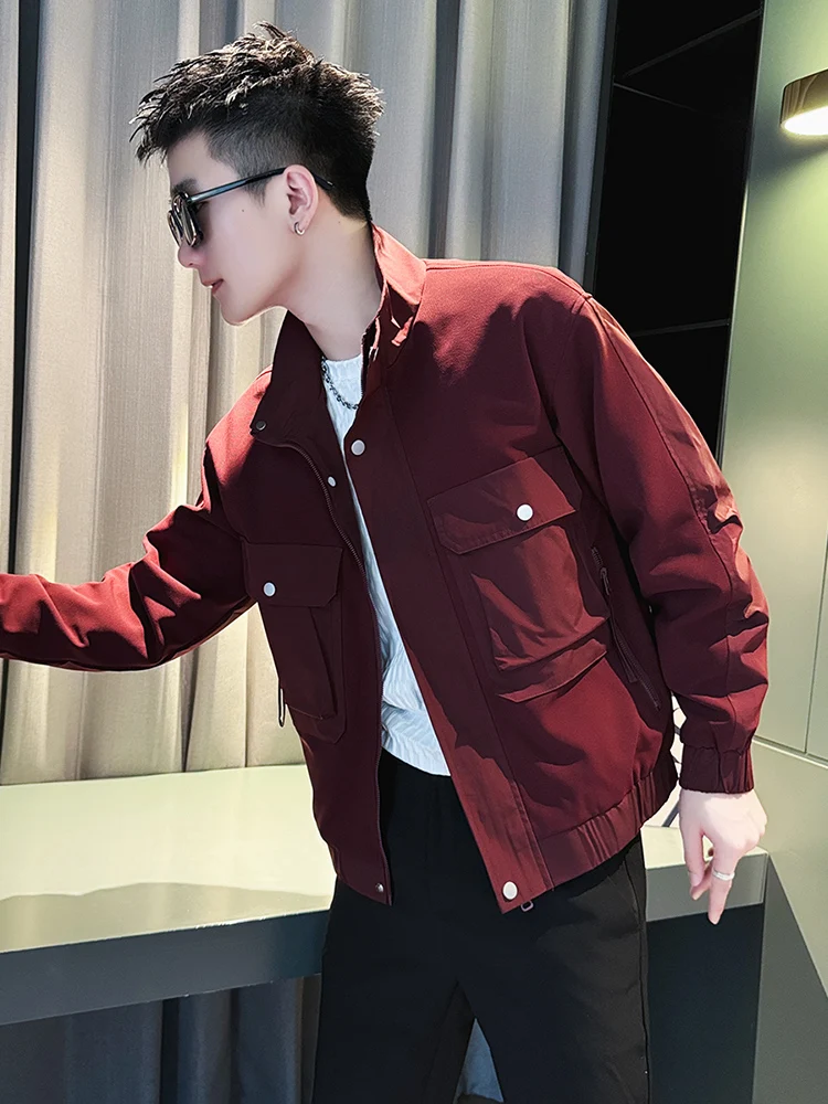 

Высококачественное мужское пальто-туэт с воротником-стойкой, модная рабочая одежда, модный весенне-осенний топ с застежкой-молнией, длинный свек, полиэстер