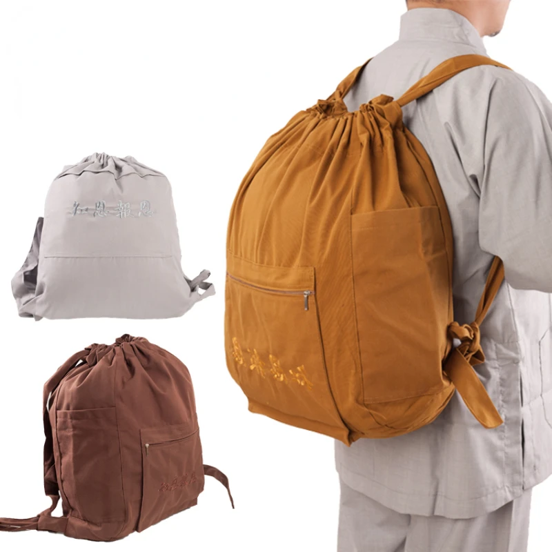 

Buddhist Monk Bag Backpacks Canvas Zen Shaolin Monks Backpack Buddha Monk Bags Arhat Kung Fu Bag Meditation Lay Bales Cosplay