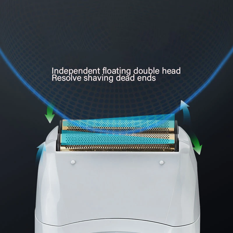 ماكينة تشذيب الشعر الترددية ماكينة حلاقة كهربائية لقص اللحية للرجال بشفرة مزدوجة