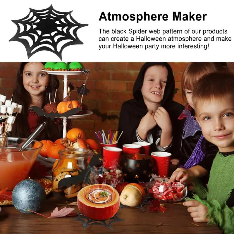 Halloween Spider Web Place Mats Decorative Halloween Placemat Hollow Out For Table Gothic Acrylic Horror Heat Insulation For