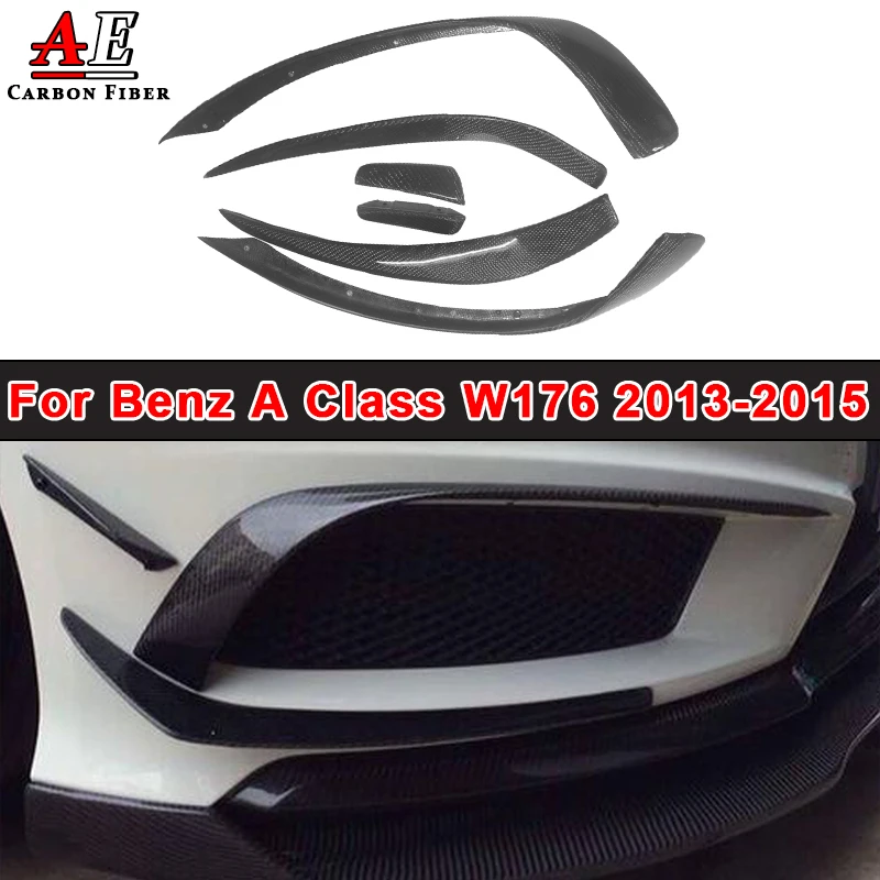 Front Bumper Air Vent Side Fins Winglet For Mercedes Benz A Class W176 A200 260 Carbon Fiber Spoiler Canard Flaps Apron Splitter