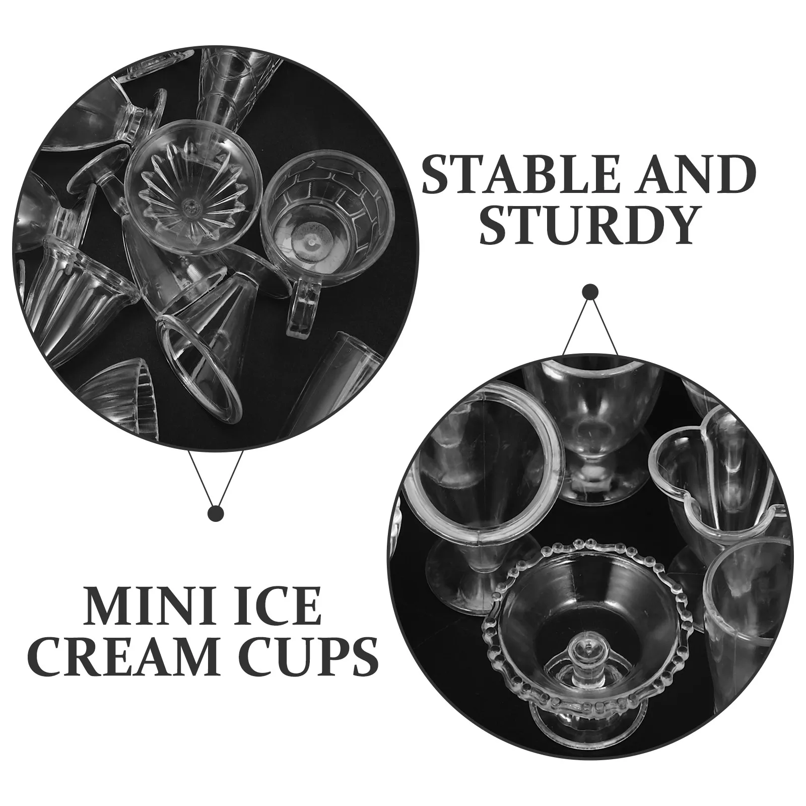 Mini Ice Cream Crystal Cups Set – 4pcs Transparent DIY Decor for Miniature Houses, Dollhouses & Display Props