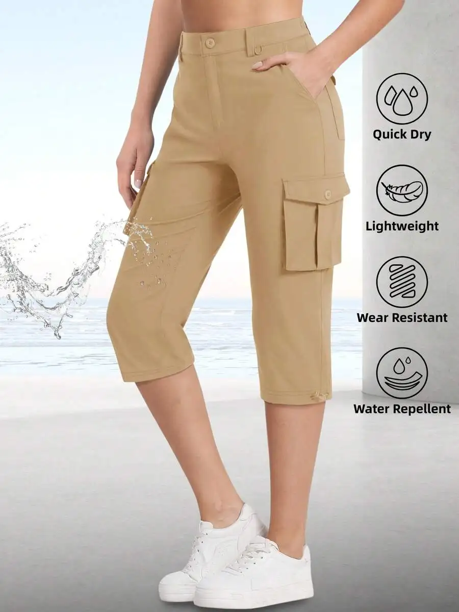 

Womens Cargo Capris Pants Quick Dry Lightweight Water Repellent Outdoor Hiking Casual Pants With 6 Pockets