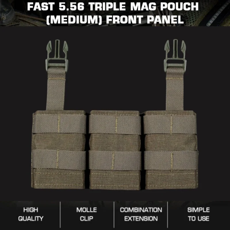 Kantong Magazen Tiga FAST 5.56 |   Panel Depan Desain Lepas Cepat Kompatibel MOLLE |   Aksesoris Petualangan Alam Liar
