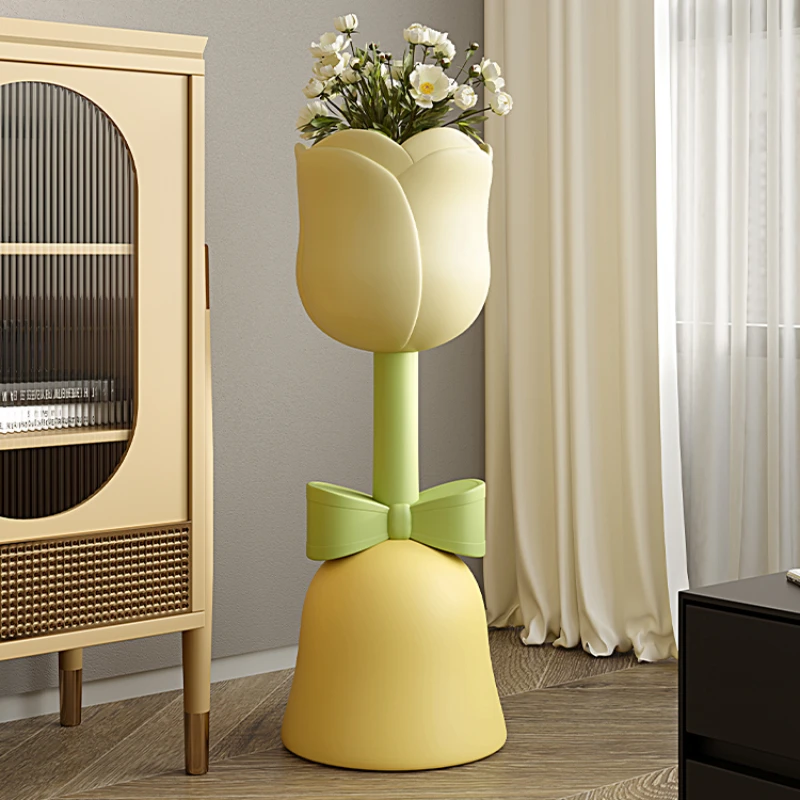 

Cream Style Tulip Storage Floor-standing Flower Pot Flower Arrangement Living Room Next To The TV Cabinet Home Furnishings