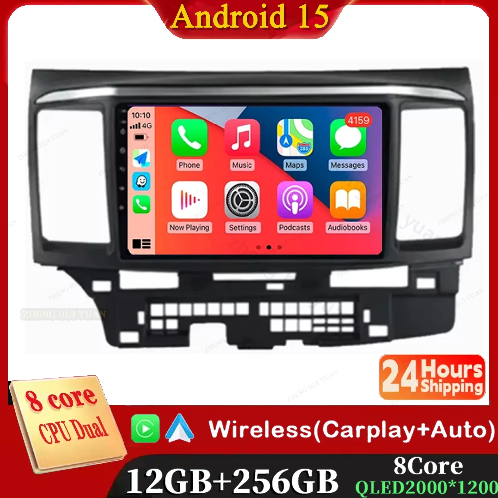 

Android 15 12+256GB CarPlay Auto For Mitsubishi Lancer 10 CY 2007 - 2013 Car Radio Multimedia Video Player GPS stereo Head Unit