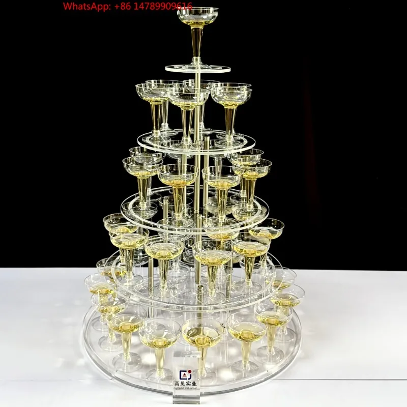 

High-End Bespoke LED Bottle Display RackGaojian Clear Champagne Tower Stand Modern Glowing Wine Display For Parties Weddings Hot
