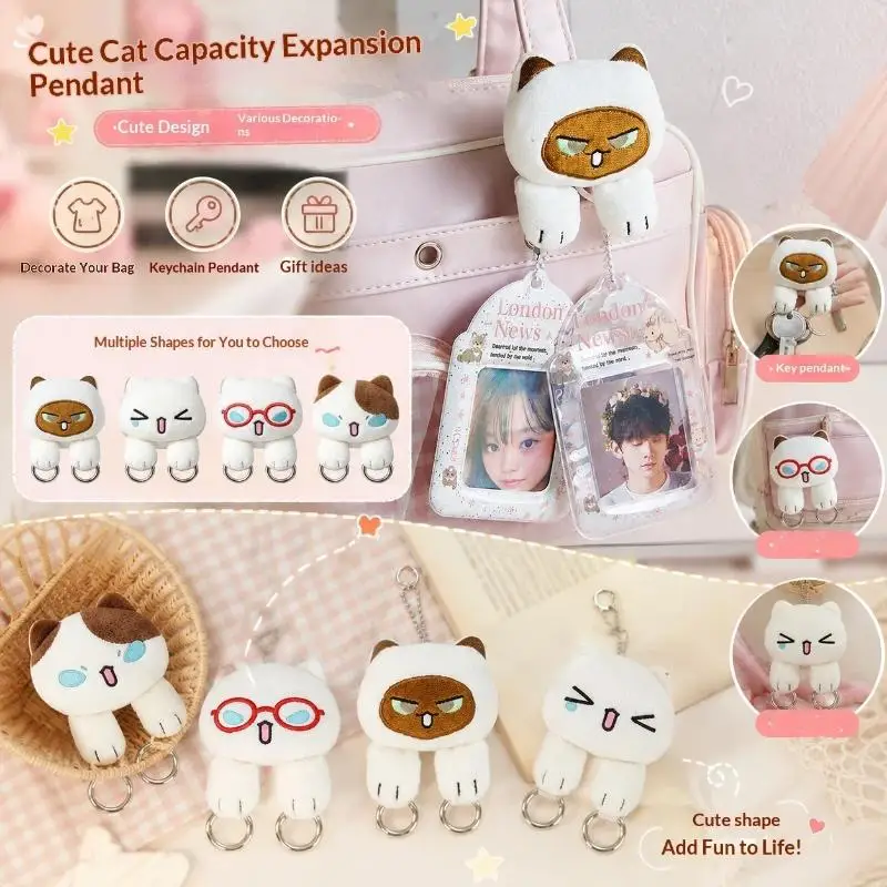 Soft Plush Cartoon Cat Doll Pendant Multifunctional Non-slip Glasses Buckle Backpack Decoration for Travel Outdoor Use