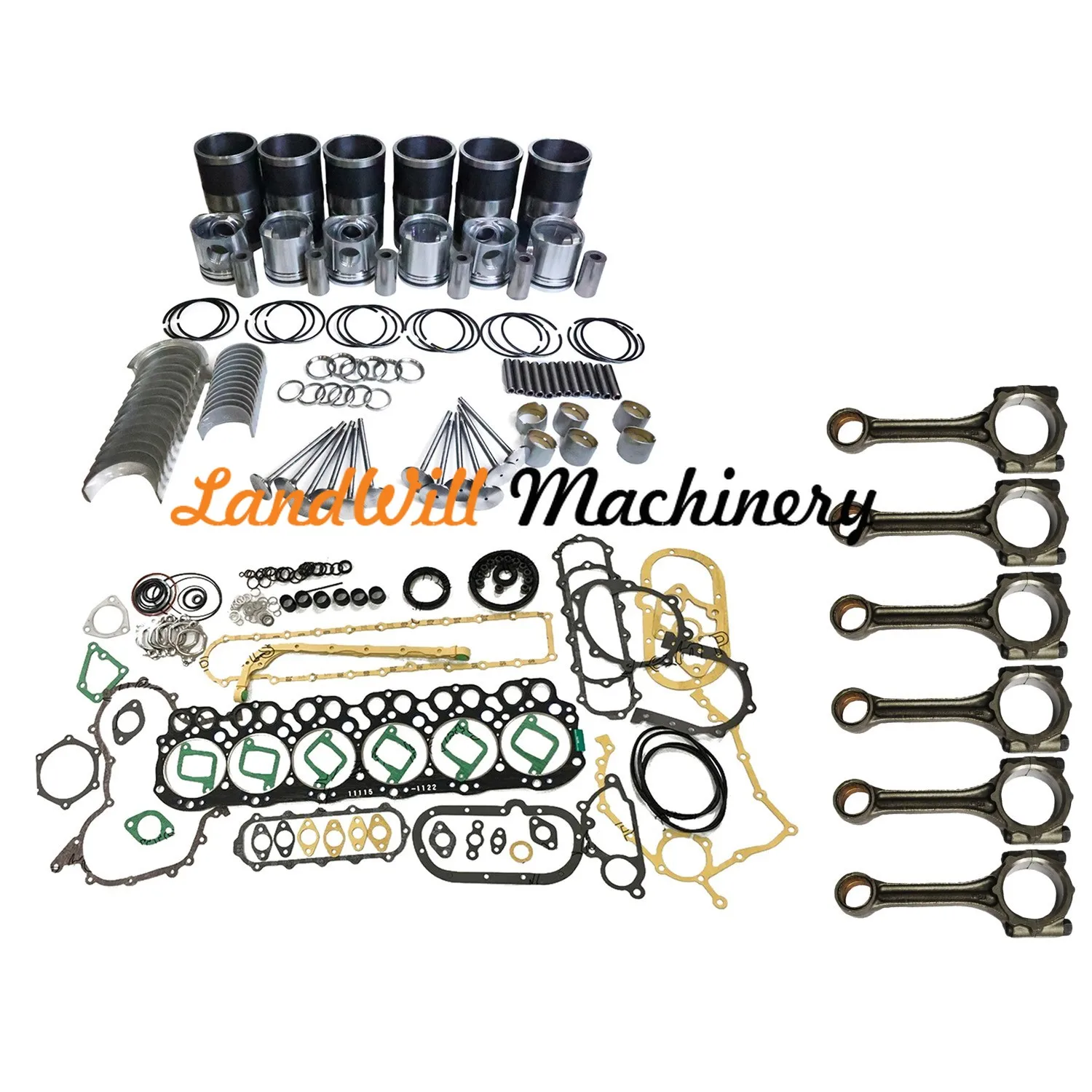 Overhaul Rebuild Kit + 6pcs Connecting Rod Fits For Hino EH700T Engine