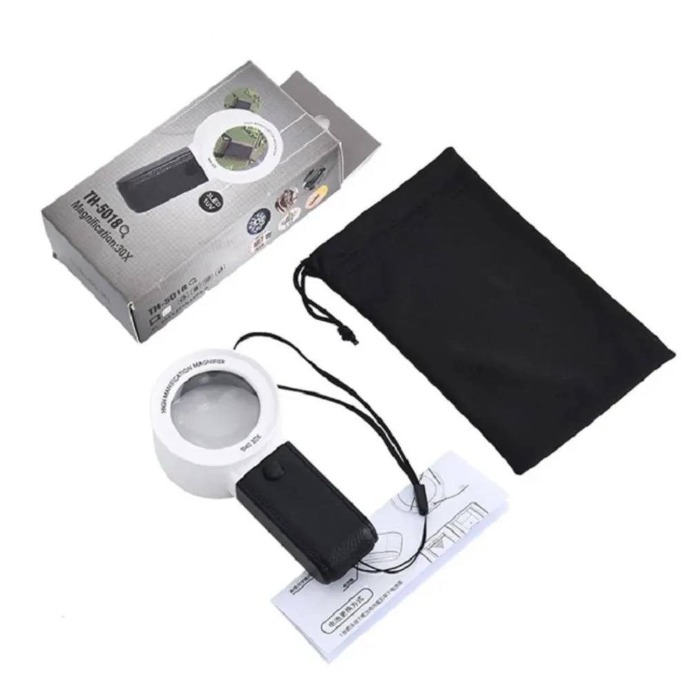 

Portable 30X Magnifying Glass Handheld with Professional LED Light Loupe Magnifier Multipurpose